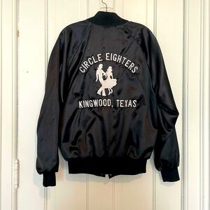 Vintage nylon western embroidered black team jacket button-up size medium